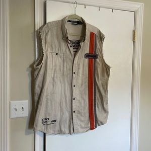 Vintage Harley Davidson motorcycle Khaki Vest